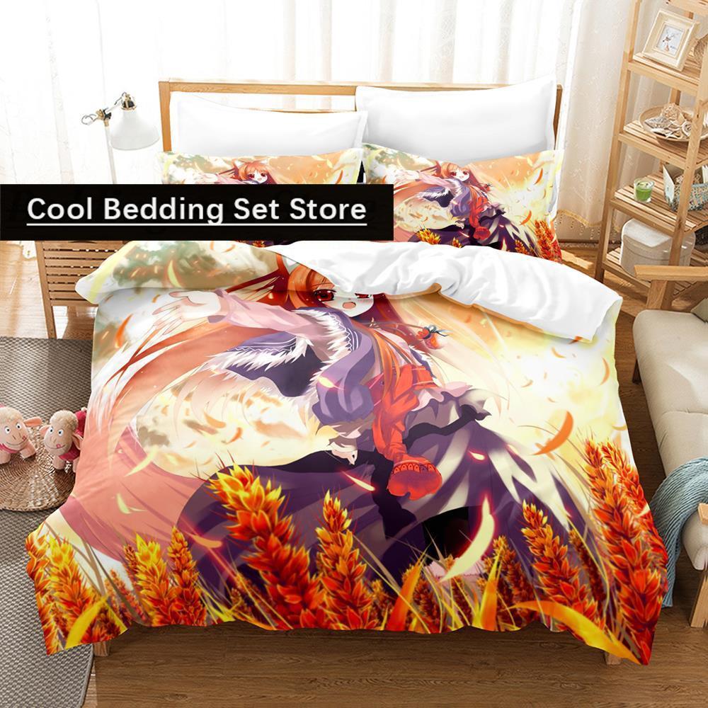 Spice and Wolf Bedding Set Single Twin Full Queen King Size Bed Set Aldult Kid Bedroom Duvetcover Sets 3D Print Anime