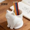 Creative Desktop Storage Solution Cute Cat Pen Holder, 3D Printed Kitten Pencil Cup, Multi-functional Mechanical Balance Holder Organizer for