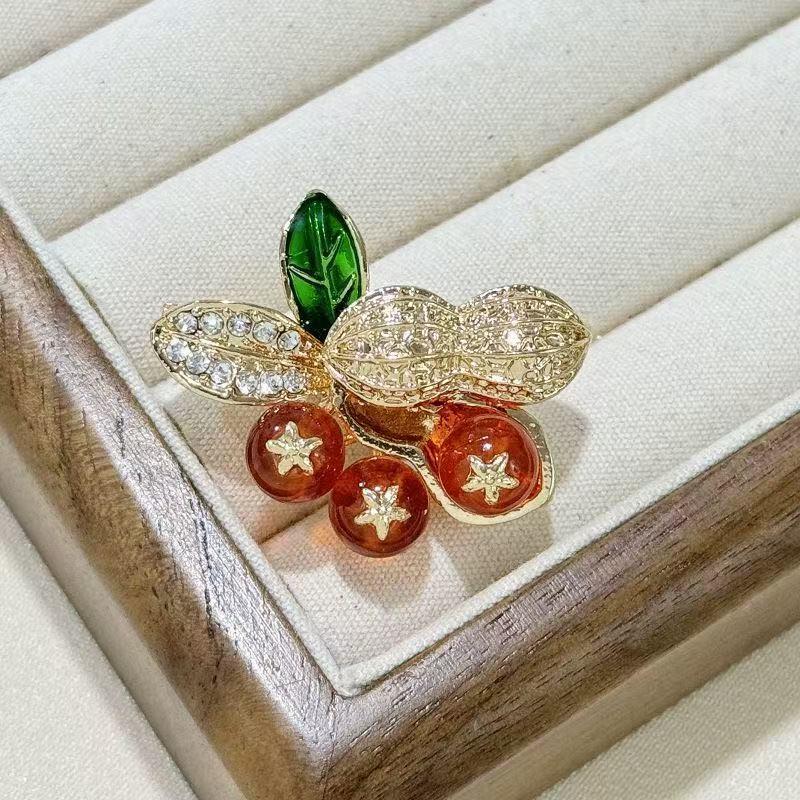 

Exquisite Red Persimmon and Peanut Women s Brooch Pin