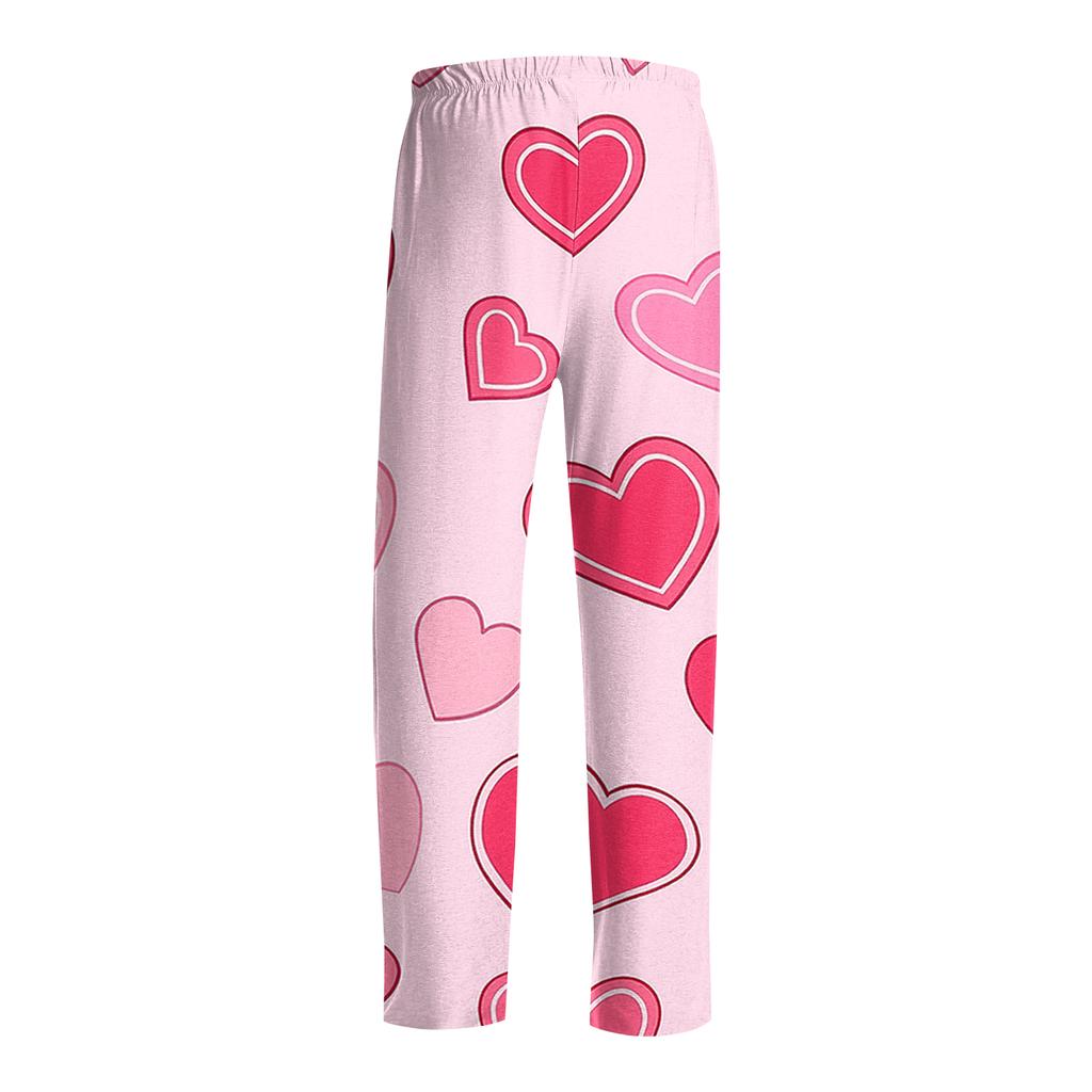 Men's Valentine's Day Printed Drawstring Long Pants Casual Pajamas