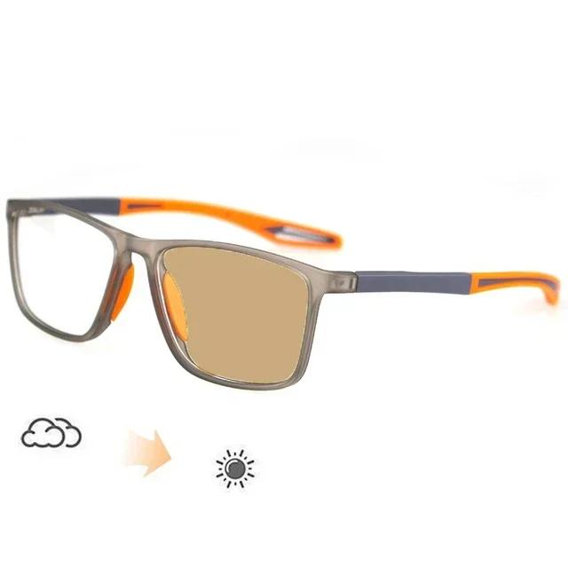 Retro Flexible TR90 Sports Myopia Glasses Photochromic UV400 Eyewear Color Changing Smart Outdoor Near Sight To -4.0