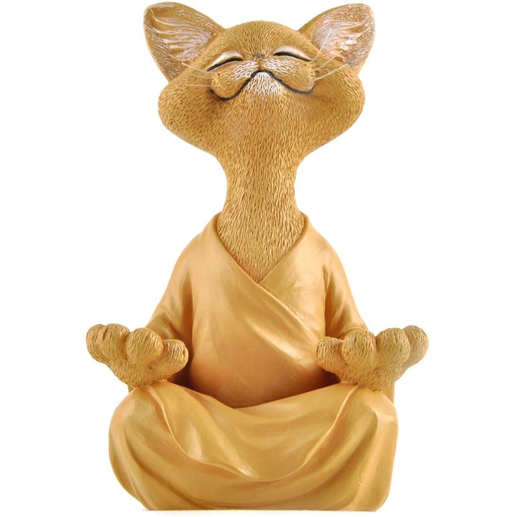Cat Whimsical Buddha Figurine Meditation Yoga Collectible Home Decor Lover Gifts
