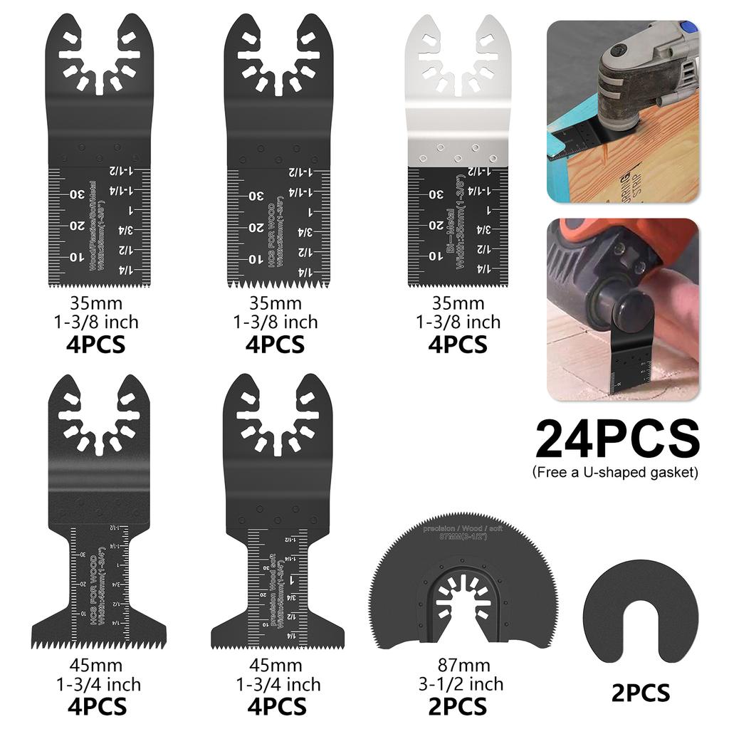 10/24pcs Oscillating Blades Multifunctional Blade Saw Fine Workmanship  35MM 45MM 87MM High Carbon Steel Blade Saws Quick Releas