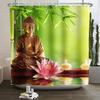 Tenda Doccia Meditazione Giapponese Zen Spa Loto Pietre di Basalto Olio Essenziale Candele Profumate Bambù Acqua Arredamento Casa Set Impermeabile