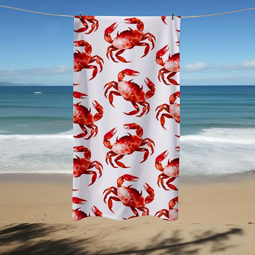 Ka Chen Muda Red Crab Pattern Absorbent Beach Towel, Soft Quick Drying Sand Free For Travel Essentials