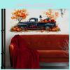 Skeleton Halloween Motorcar Pumpkin Wall Decal For Kitchen And Decor Entryway