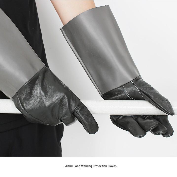 DX7L Extended Leather Welding Gloves - Durable, Heat & Puncture Resistant, Splash Resistant, Labor Protection One Size