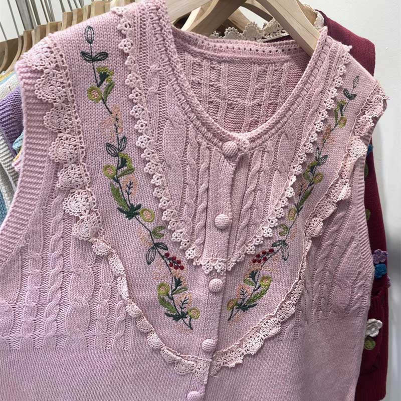 Knitted Vest Women Oversize Undershirt Sleeveless Tops Loose Sweater Vest Thickened Casual Round Neck Vest