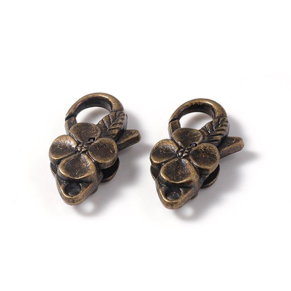 10Pcs/lot Antique Silver Flower Lobster Clasp Hooks for Necklace Bracelet Chain DIY Jewelry Accessory Findings 26*15MM