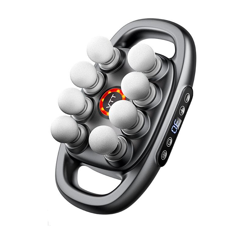 LED Digital Display 8-head Fascia Gun Multi-head Massager Deep Massager Red Light Irradiates Waist High-frequency Vibration