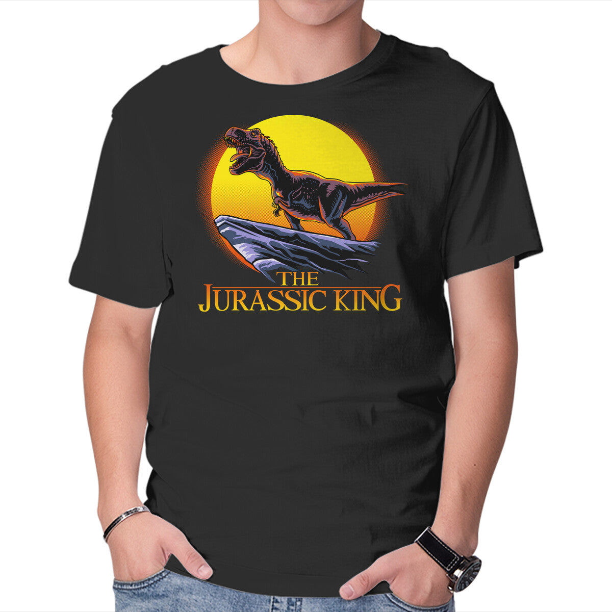 Unisex Crew Neck T-Shirt Jurassic King Graphic Short Sleeve Casual Tee XXXL