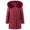 Plus Size Middle Age Women Winter Coats Hooded Faux Fur Collar Elegant Thick Warm Parkas Female Jackets