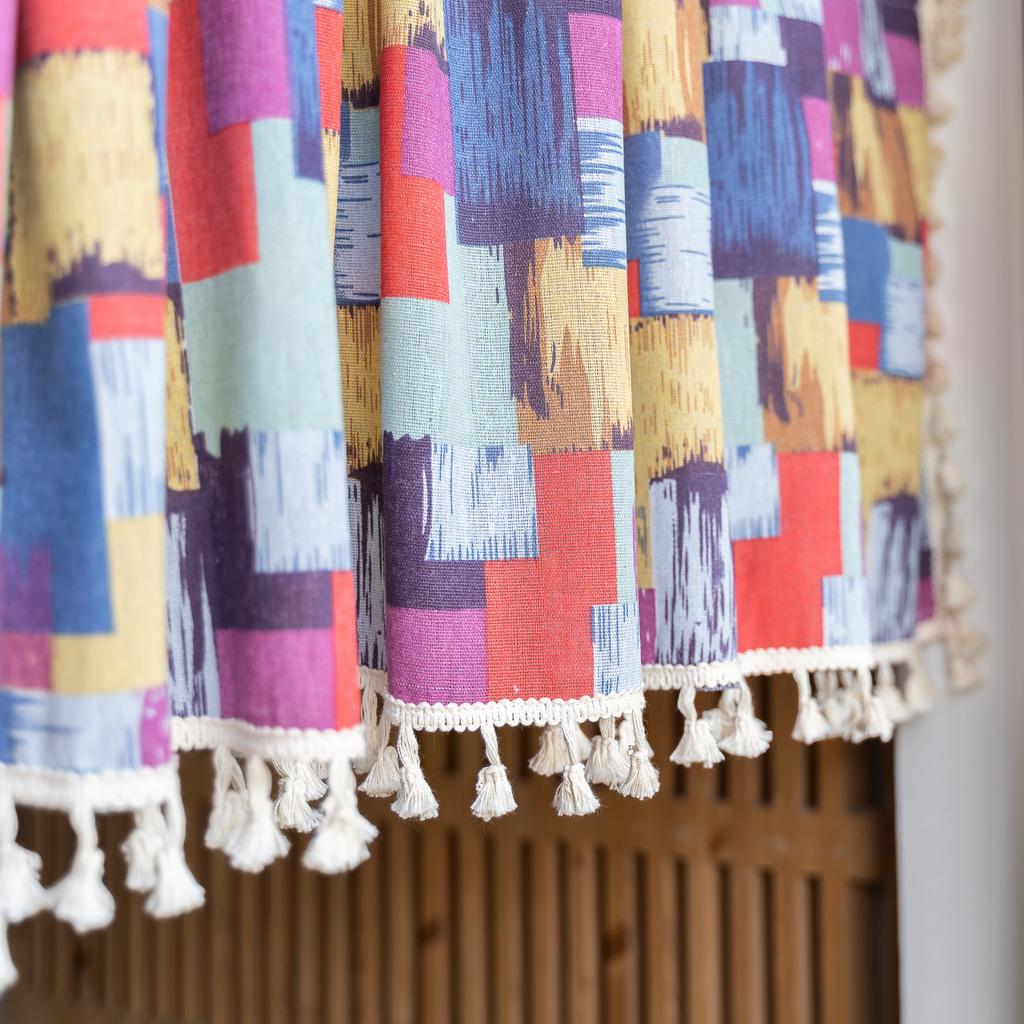 Short Curtain American Small Curtain Cabinet Curtain Privacy Half Curtain Short Curtain Pocket Color Coffee Curtain