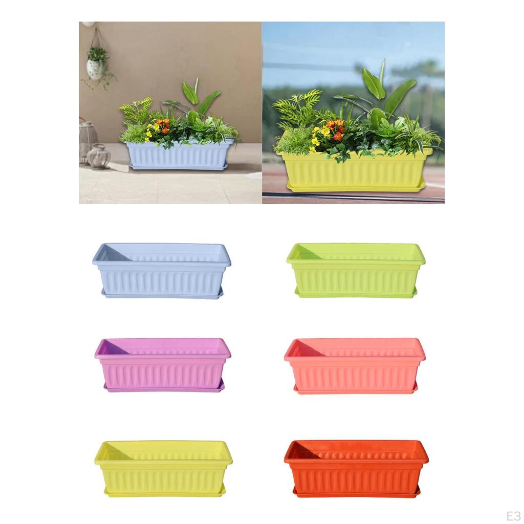 Flower Pot Window Box Planter Decoration with Saucers for Gardening Nursery Entrance Railing Outside