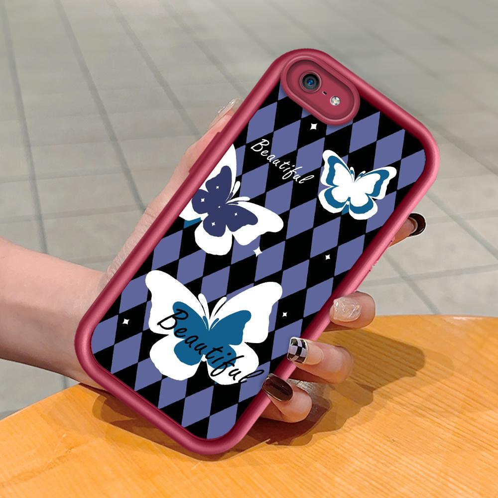 Soft Silicone Square Ladder Printing Pattern Phone Casing Full Cover Camera Shockproof Protection Rubber Case for iPhone Infinix Tecno OnePlus