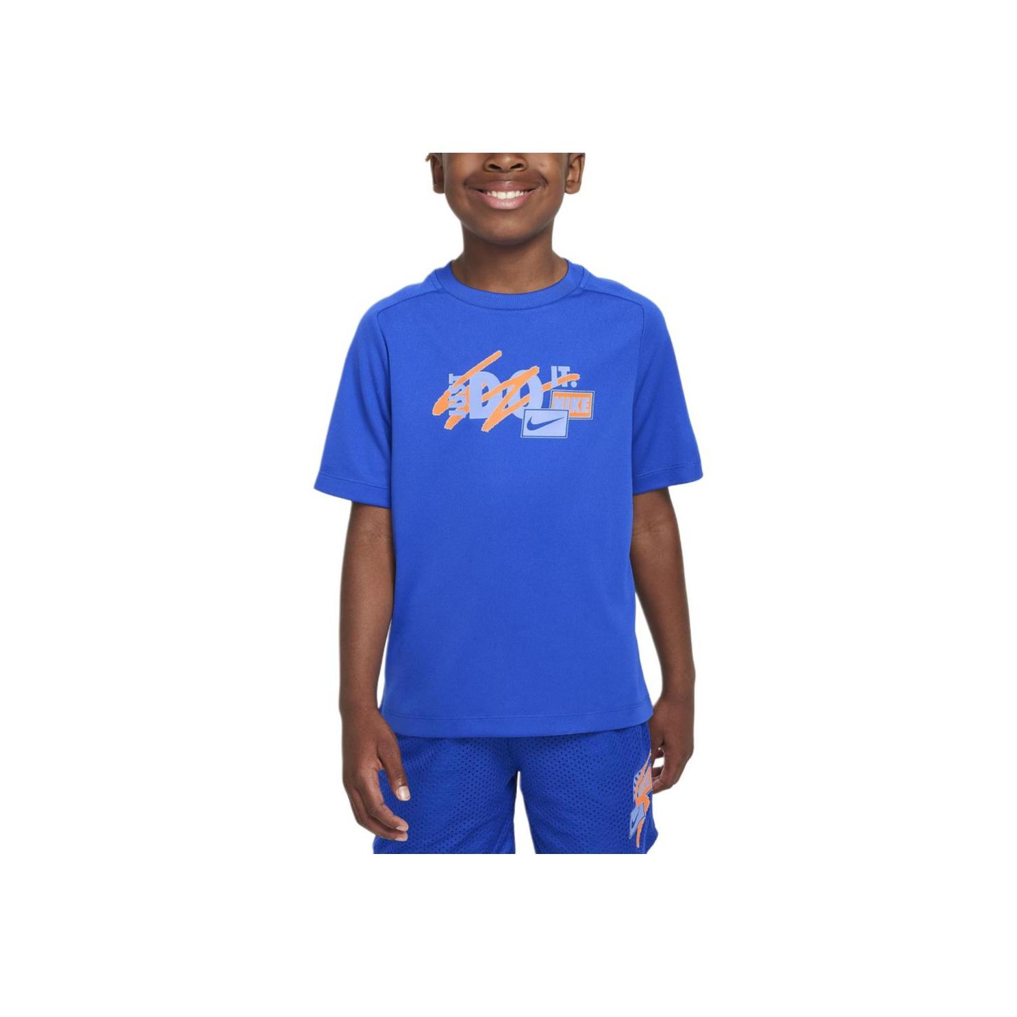 Nike Dri-Fit T-Shirt Multi Sweat-Wicking Soft Comfortable Short Sleeve Kids Tops Royal-Blue FZ5315-480 S