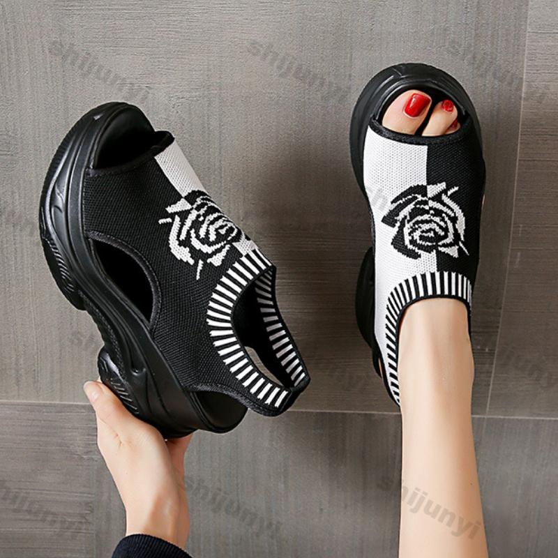 Fashion Large Size Women Shoe 2025 Summer New Height Increase Non Slip Peep Toe Fly Weave Sandals Platform Sport Casual Women Wedge Shoe