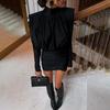 European & American Women's High Neck Pleated Dress - Autumn/Winter 2025 Collection