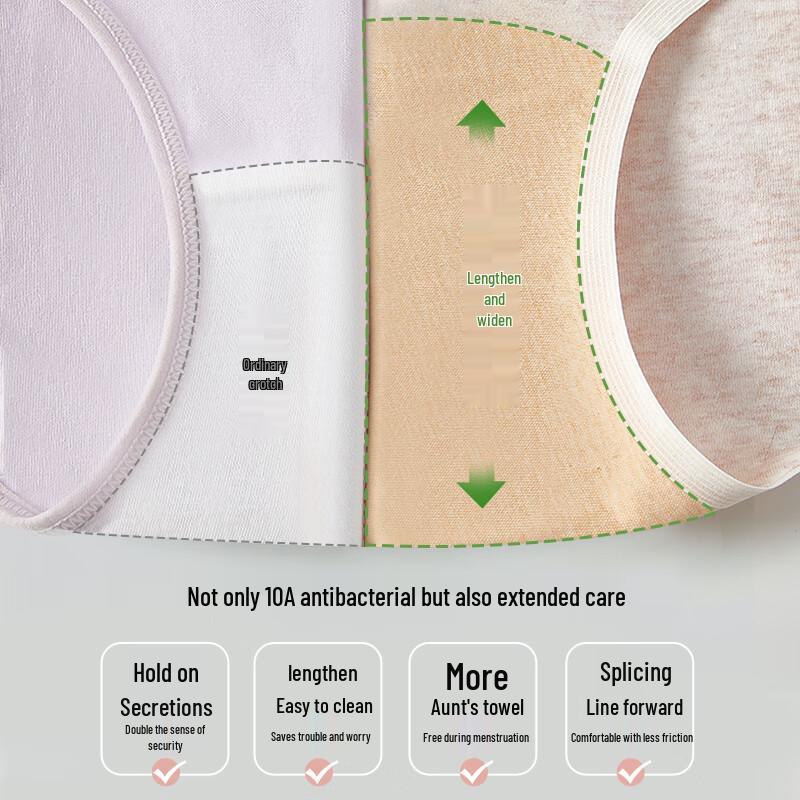 Mao Ren Women's Pure Cotton Antibacterial Briefs 3-Pack