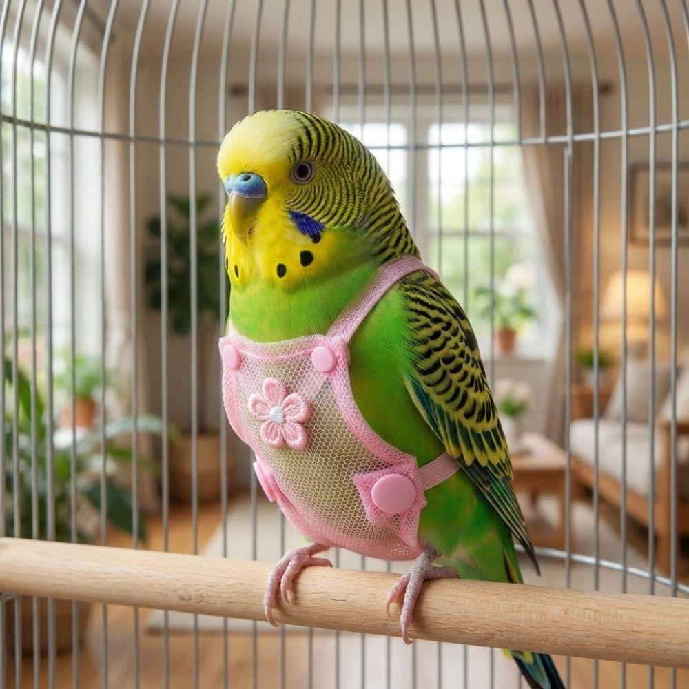 With Leash Pet Parrot Diaper Breathable Mesh Parrot Flying Clothing  for Cockatiel Pigeons