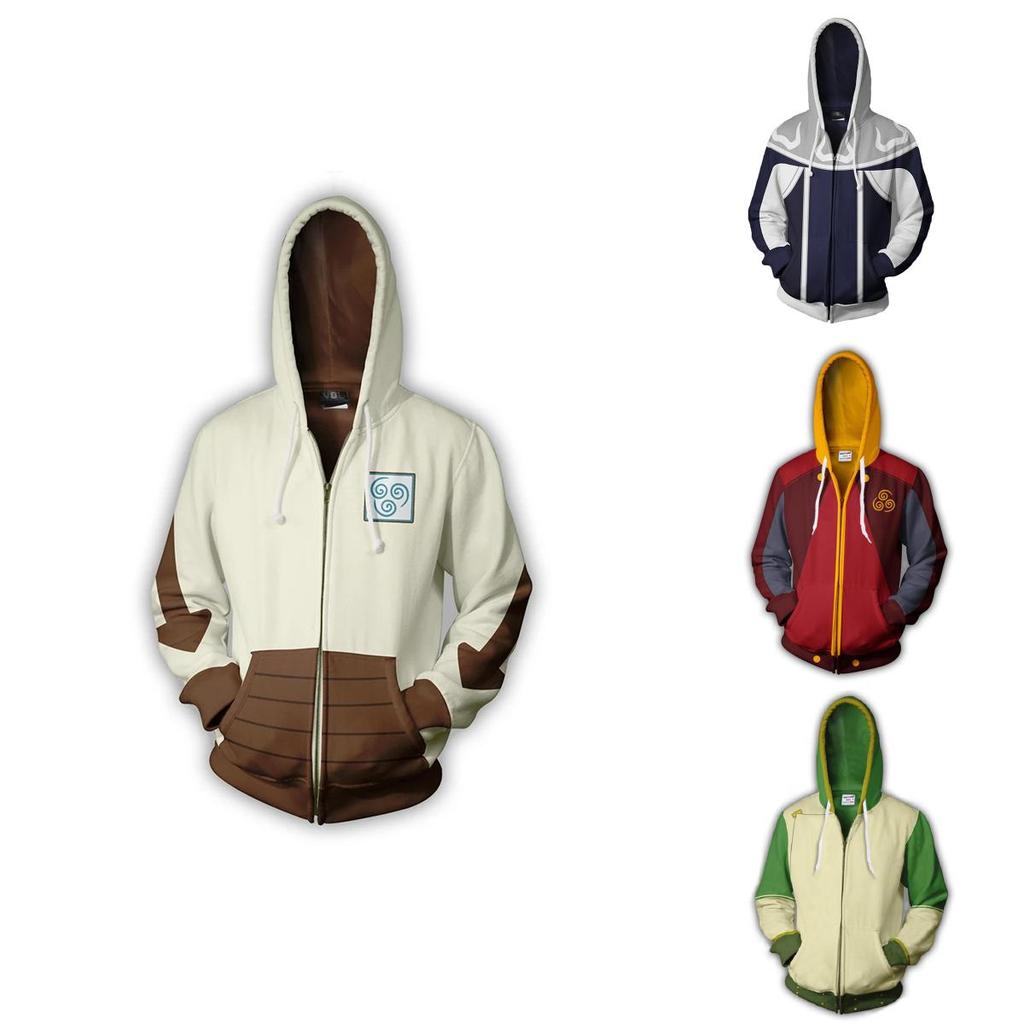 Avatar The Last Airbender Hoodie Cosplay Costume With Bright Printed Graphic And Zipper Closure For Men Women And Teens