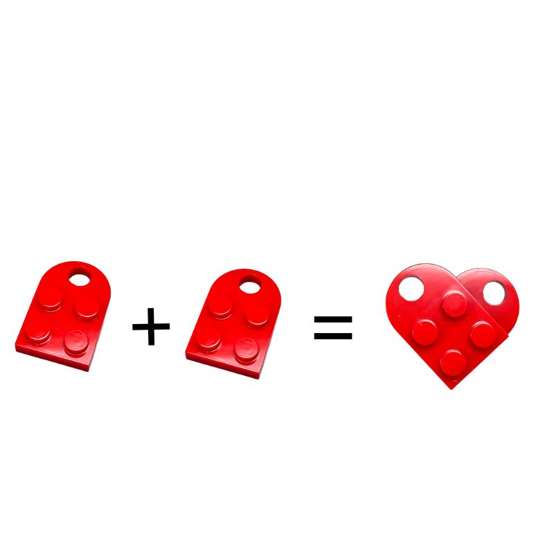 Non-Toxic Moc Bricks Heart Key Chain Plate Modified 2X3 With Hole 3176 Coupling Love Thanksgiving Educational Building Block Lovers Gift