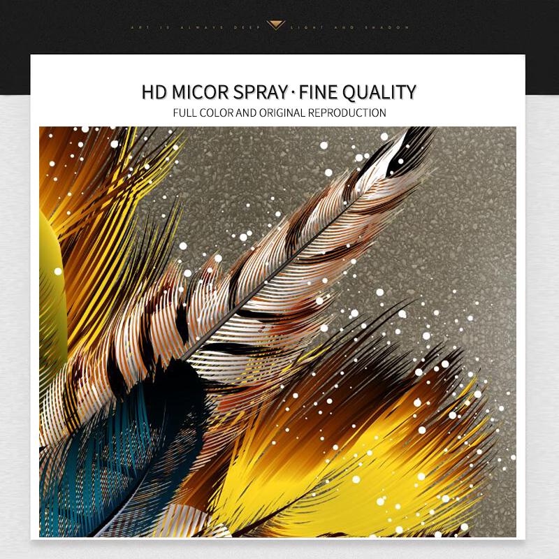 Modern Beautigul Gold Dark Green Feathers Luxury Art Canvas Painting Poster and Print Living Room Corridor Decoration Picture