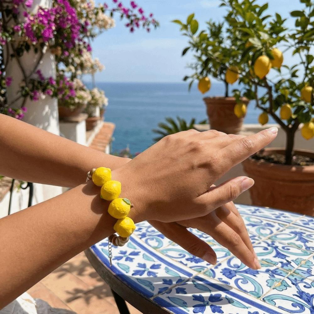 Exaggerated Lemon Bracelet Colorful Beads Stacked Bracelet Cute Fruit Beaded Bracelet  Girls Wear