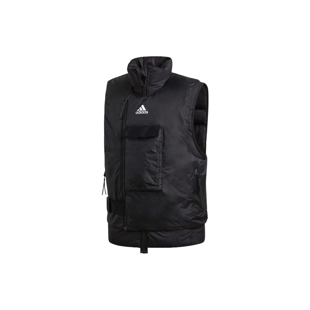 Adidas Solid Color Zip-Up Stand Collar Vest Men Tops Black FT2417
