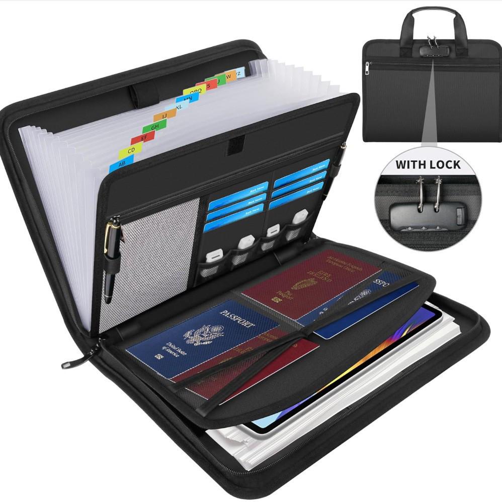 Fireproof Waterproof 13-Layer Expanding Accordion File Organizer Bag - Large Capacity