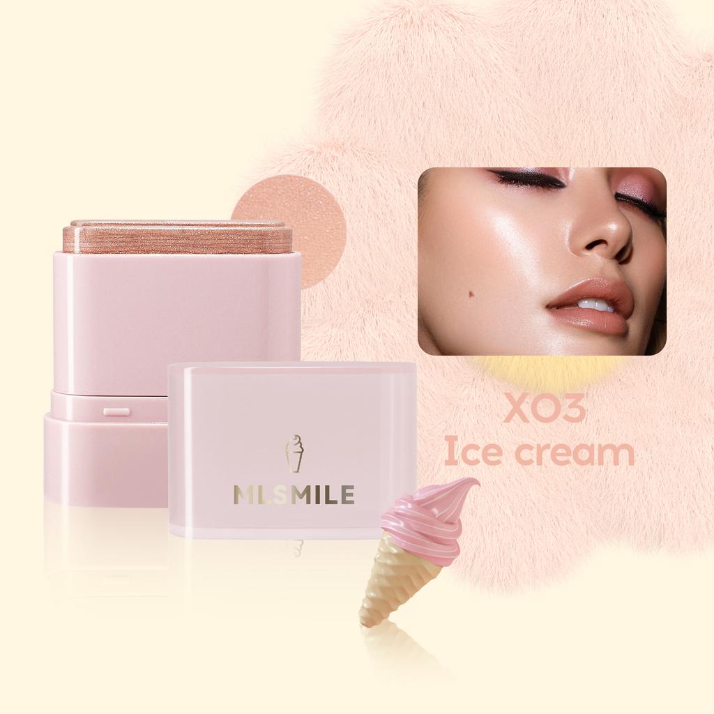 MLSMILE Flat Tube Fruit Blush Stick 2 In 1 Lipstick Easy To Color Highlight Grooming Rouge