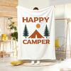 Illustration R-Retro Camping Throw Lightweight 240g Flannel Blanket Soft Skin-friendly for Summer Cooling