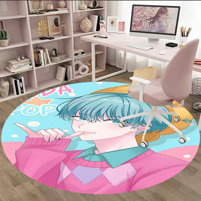 1pc KPop Demon Hunters SAJA BOYS2 Print Round Carpet Chair Round Carpet Suitable for Bedroom Living Room Home Decorative Carpet