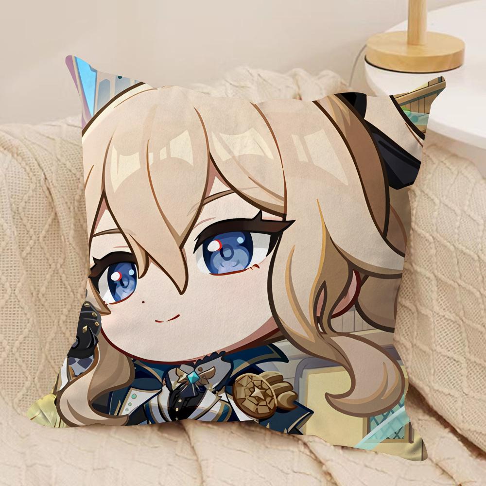 Jean Cute Cute Genshin Impact Cushion Cover Silky Short Plush Invisible Zipper Dustproof Sofa Pillow Case For Home Decor