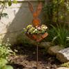 Bunny Yard Stake Plant Holder Rustic Patina Finish Rabbit Silhouette Bunny Planters for Outdoor Plants for Garden Patio Spring