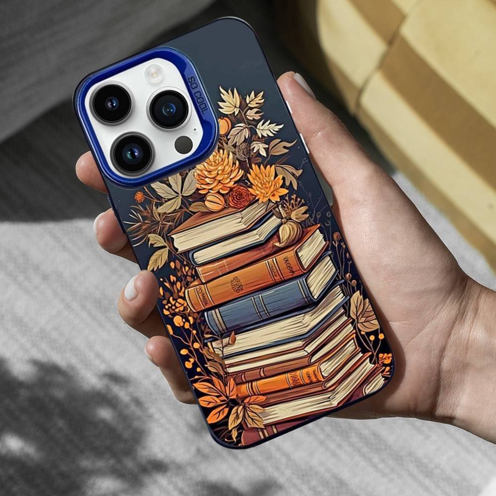 

illustration Read Books Phone Case For iPhone 16,15,14,13,12,17,11,Mini,Pro,SE,XS,MAX Blue Matte Silicone Cover iPhone17Pro