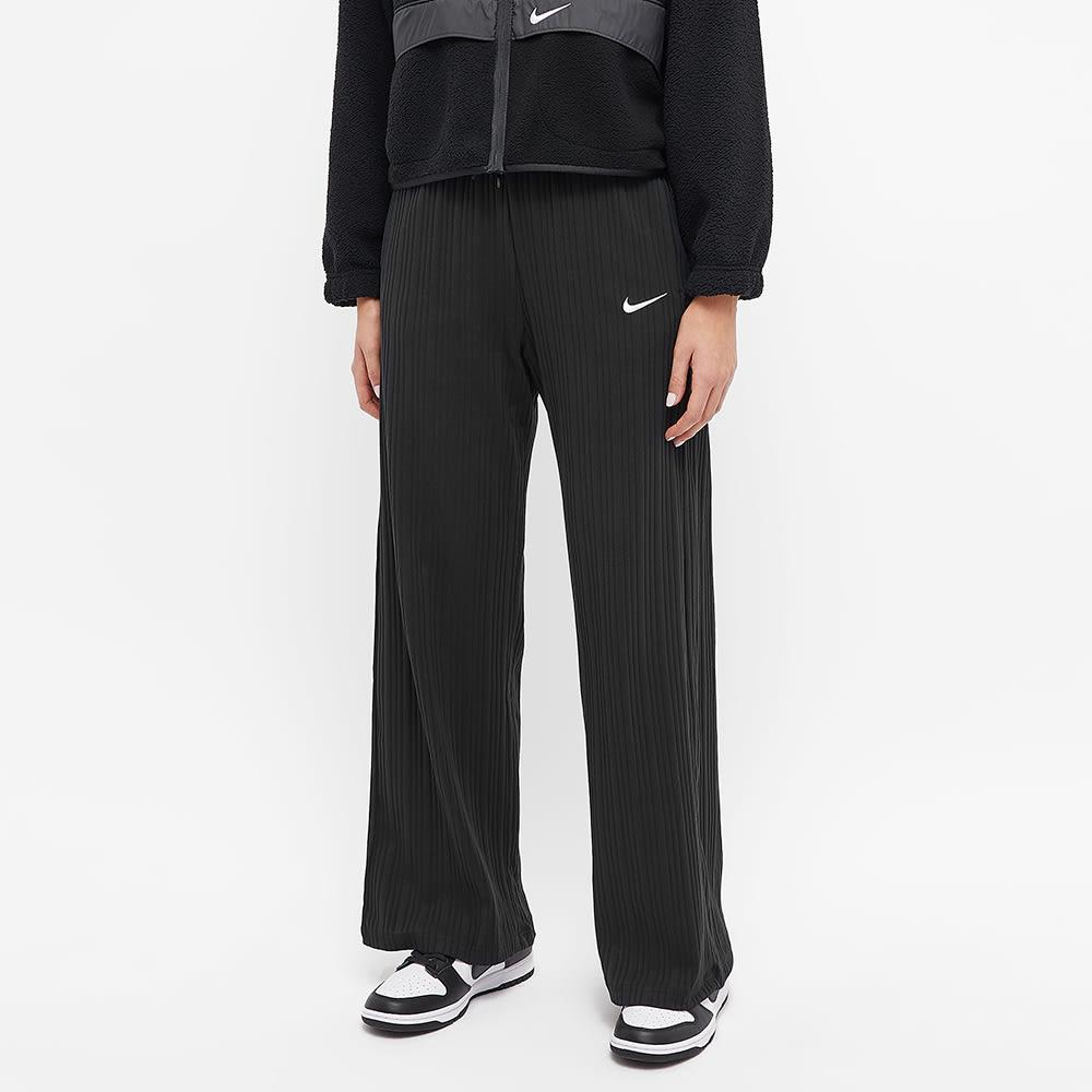 Nike Logo Print Drawstring Elastic Waist Wide Leg Casual Pants Women Bottoms Black DM6403-010