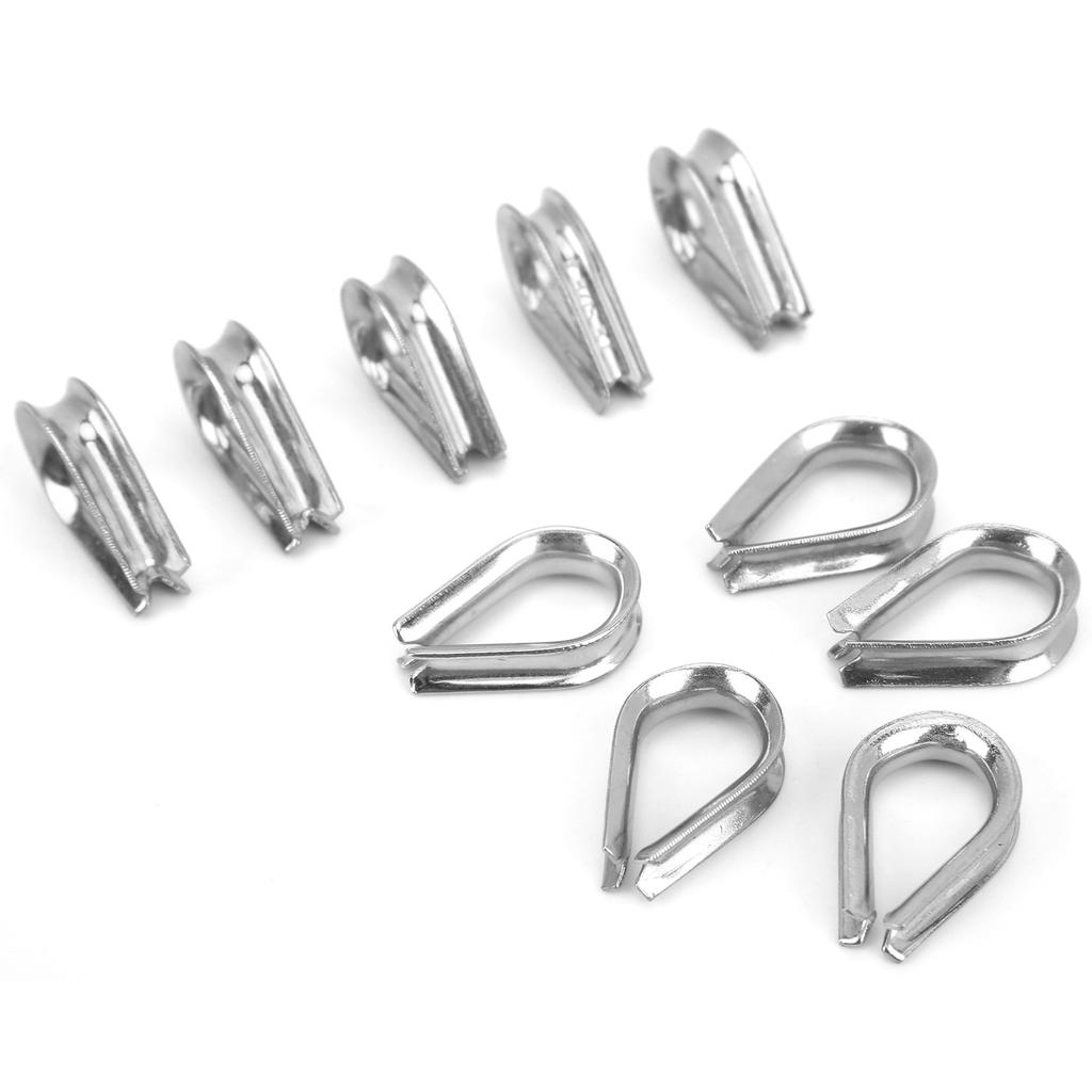 6MM Stainless Steel Boat Wire Rope Clamps Cable Protective Rings Thimbles Clamps