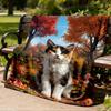 1pc Autumn Forest Cat Print Outdoor Soft Polyester Flannel Throw Blanket Versatile for All Seasons , Soft , Cozy , Warm All Season Quilted Throw ,