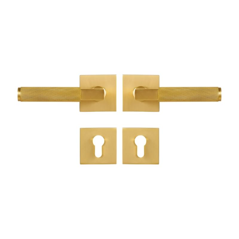 Dooroom Knurled Brass Door Lock Set Modern Interior Bedroom Bathroom Double Wood Door Lever Set Dummy Privacy Passage Lock