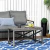 Outdoor Coffee Table, Garden PE Rattan Side Table with Plastic Board Under the Full Woven Table Top and X-Shaped Frame for Patio, Balcony, Mixed Grey