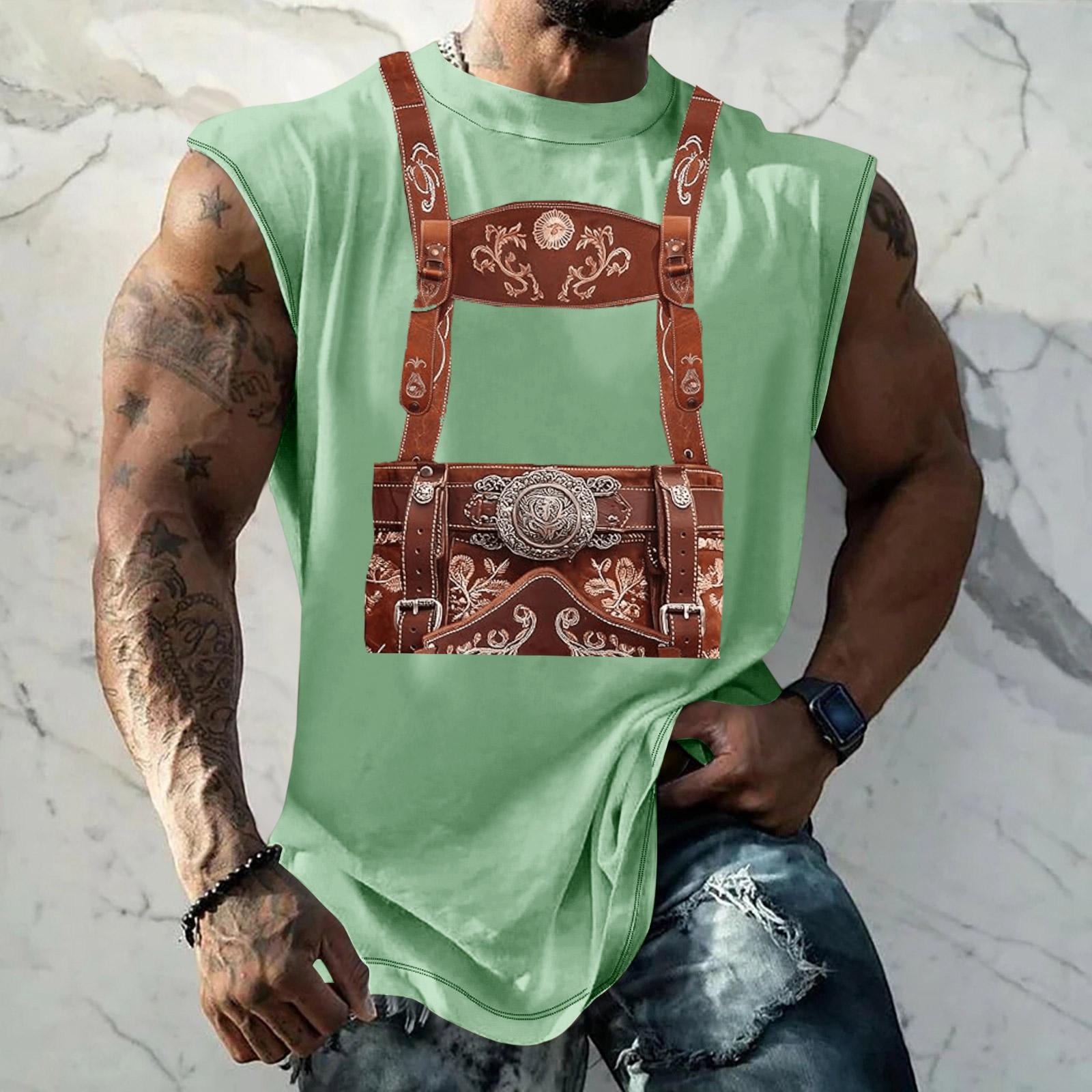 

Men s Sleeveless Tank Top Loose Fit Textured Print Casual Streetwear Tank Top for Sports Vacation Daily Wear L