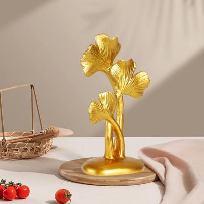 Nordic Gold Ginkgo Leaf Ornaments Resin Crafts Leaves Sculpture Home Living Room Entrance Wine Cabinet Decoration Accessories