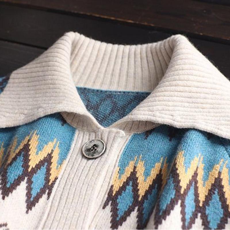 Swetry Płaszcz Kardigan dla Kobiet Jesień Zima Duży Rozmiar Vintage Luźny Długi Rękaw Dzianinowy Sweter Płaszcz