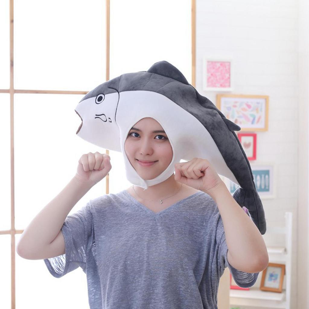Soft Plush Fish Hat Party Costume Hat Unisex Dress Up Hat Photo Props