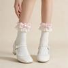 White Women Socks Lolita Bowknot Socks Japanese Short Crew Socks  Spring Summer