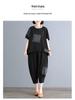 2025 Casual Plus-Size Summer Two-Piece Set: Loose Short-Sleeved Top & Trousers