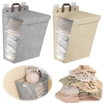 Portable Laundry Basket with Lid and Handle Heavy Duty Hanging Closet Hamper Mesh for Laundry Room Bedroom Bathroom College Dorm