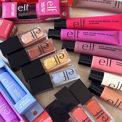 New Elf 8-color Lip Gloss & Multicolored Powder Blush Fine Texture Lightweight Moisturizing Nourishing Lip Balm Care Cosmetics