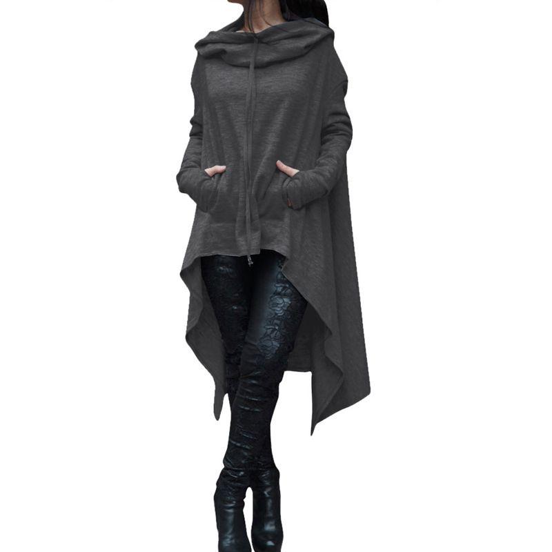 Plain Long Sleeve Hoodie Sweatshirt With Midlength Design For Women Winter
